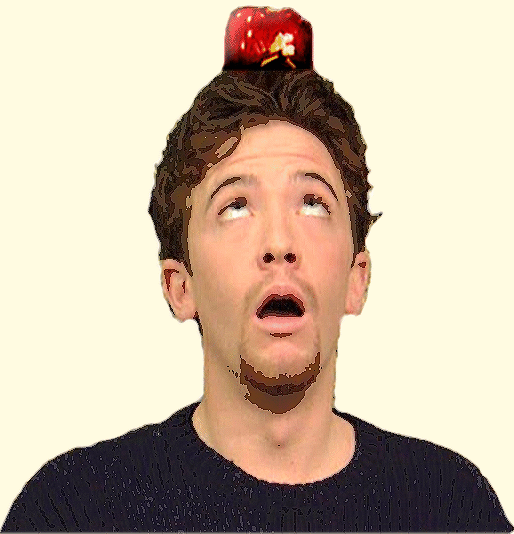 Bud Bundy, auf dem Kopf trgt er einen Apfel