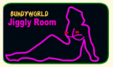 Bild zeigt liegende Frau. Schriftzug Jiggly Room und Bundyworld